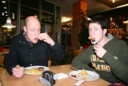 enjoying a big sausage in Germany